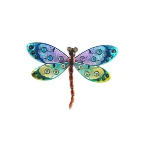 Libelle oogjes blauw metaal glas decoratie huis tuin terras cadeau kado libelle