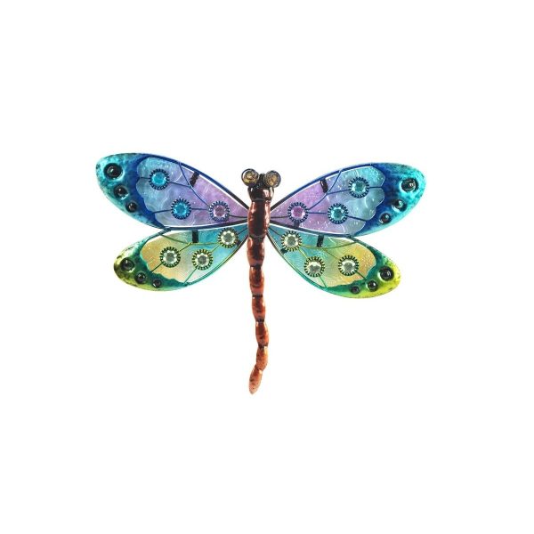 Libelle oogjes blauw metaal glas decoratie huis tuin terras cadeau kado libelle