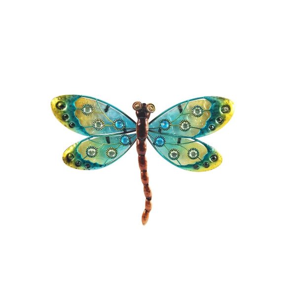 Libelle oogjes groen metaal glas decoratie huis tuin terras cadeau kado libelle