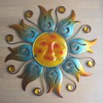 zon 40cm xl decoratie metaal glas blauw huis tuin terras schutting schuur cadeau