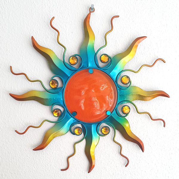 zon straal xl blauw foto metaal & glas zon decoratie