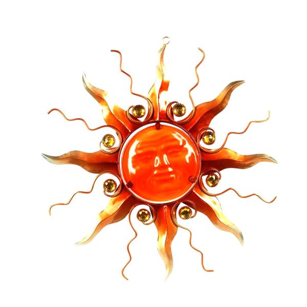 Zon straal xl oranje metaal & glas zon decoratie