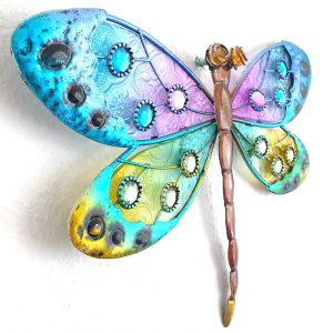 Libelle oogjes groen metaal glas decoratie huis tuin terras cadeau kado libelle