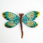 Libelle oogjes groen metaal glas decoratie huis tuin terras cadeau kado libelle