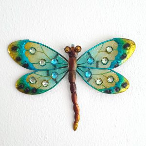 Libelle oogjes groen metaal glas decoratie huis tuin terras cadeau kado libelle