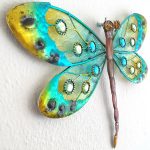 Libelle oogjes groen metaal glas decoratie huis tuin terras cadeau kado libelle