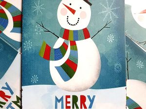 Kerst sneeuwpop metaal gekleurde sjaal 20x30cm