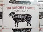 bbq slagersgids butcher's guide lam 20x30 metaal metalen wandbord