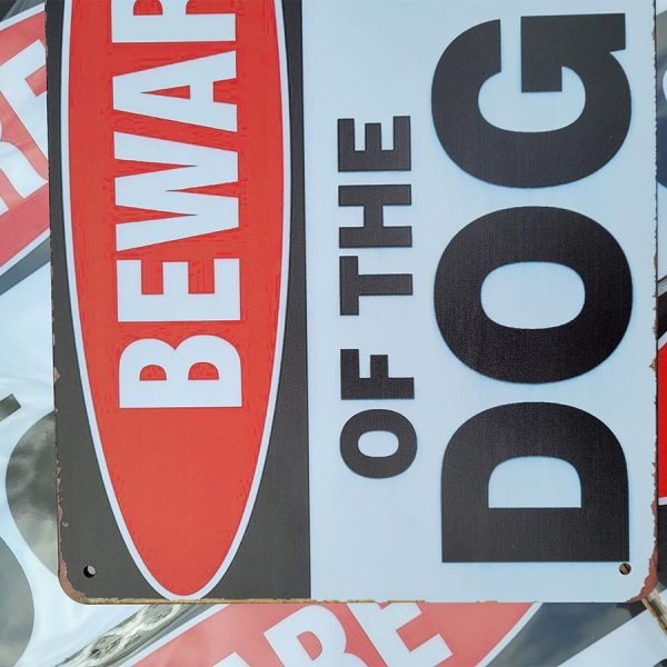 beware of the dog inbraakpreventie 20x30 metalen bord 810606 7434654075085