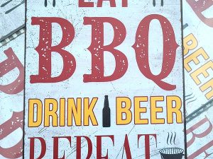 eat bbq drink beer repeat 20x30 metalen bordje 810516 7434653760784