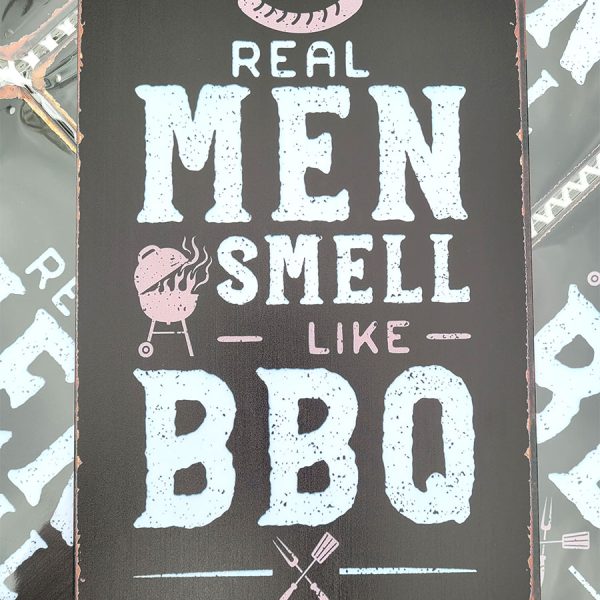 real men smell like bbq 20x30 metalen bord 810586 7434642384397