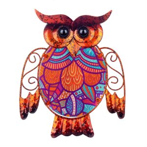 Uil paisley M rood 24x20 metaal & glas