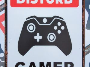 Metalen wandbord Do not disturb gamer at work 810666 20x30cm metaal