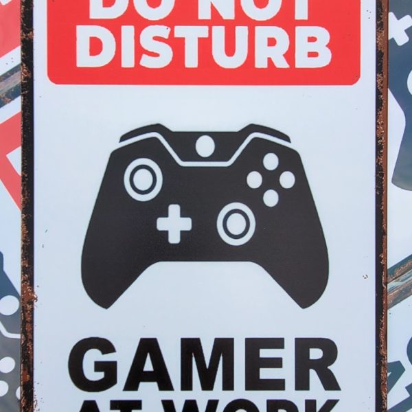 Metalen wandbord Do not disturb gamer at work 810666 20x30cm metaal