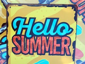 Hello summer metalen bordje 20x30 cm detail
