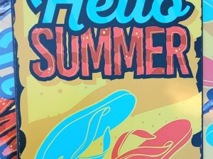 Hello summer metalen bordje 20x30 cm