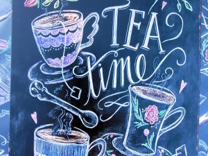 It's always tea time wandbord 20x30 huis tuin en keuken
