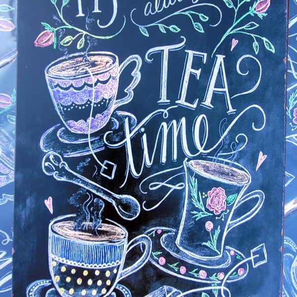 It's always tea time wandbord 20x30 huis tuin en keuken