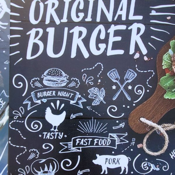 Original burger 20x30 wandbord metaal detail