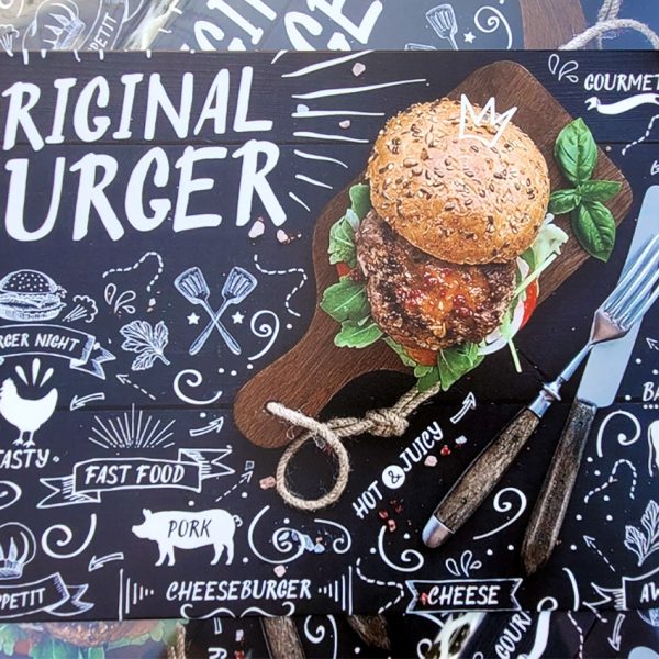 Original burger 20x30 wandbord metaal