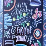 Plant dreams pull weeds & grow a happy life wandbord metaal 20x30