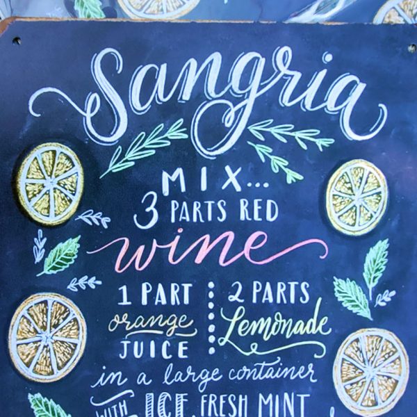 Sangria 20x30 cm wandbord huis tuin terras mancave barbecue metaal detail