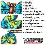 Libelle oogjes groen metaal glas decoratie huis tuin terras cadeau kado libelle