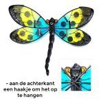 Libelle oogjes groen metaal glas decoratie huis tuin terras cadeau kado libelle