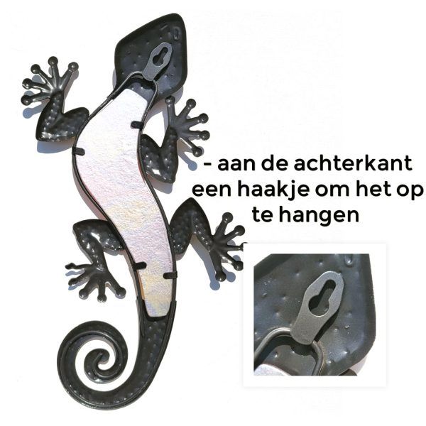 Salamander metaal glas paisley bruin achterzijde haakje om op te hangen huis tuin terras decoratie