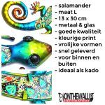 Salamander paisley L groen 13 x 30cm tuin muur schutting metaal & glas huis decoratie details