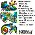 Salamander XL 17 x 36cm metaal & glas huis & tuindecoratie tuin schutting muur paisley groen