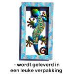 Salamander XL 17 x 36cm metaal & glas huis & tuindecoratie tuin schutting muur paisley groen