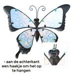 Vlinder paisley L groen 21 x 31cm tuin muur schutting huis metaal & glas decoratie achterkant