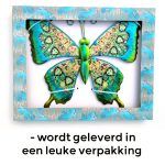 Vlinder paisley L groen 24 x 30cm tuin muur schutting metaal & glas huis decoratie verpakking