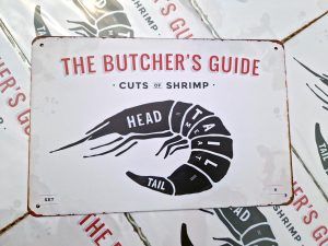 bbq slagersgids butcher's guide garnaal 20x30 metaal metalen wandbord