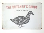The butcher guide metalen wandbord serie kado bbq buitenkeuken terras tuin huis slagersgids onthewall eend