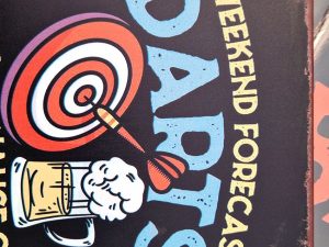 Weekend forecast | darts | with a change of beer | metalen wandbord | 20x30cm