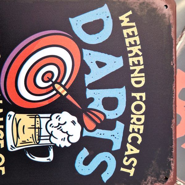 Weekend forecast | darts | with a change of beer | metalen wandbord | 20x30cm