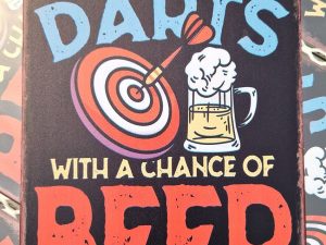 Weekend forecast | darts | with a change of beer | metalen wandbord | 20x30cm