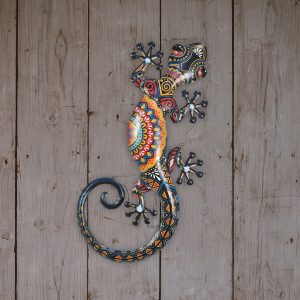 salamander metaal paisley-o xxl oranje rood zwart blauw 20x46cm huis tuin terras schutting kado
