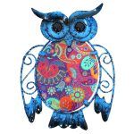 Uil metaal & glas paisley fuchsia maat S 15×19 decoratie huis tuin schutting terras balkon - kado - belgie frankrijk spanje portugal curacao engeland