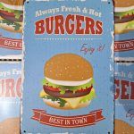 Burgers fresh and hot enjoy it metalen wandbord 20x30