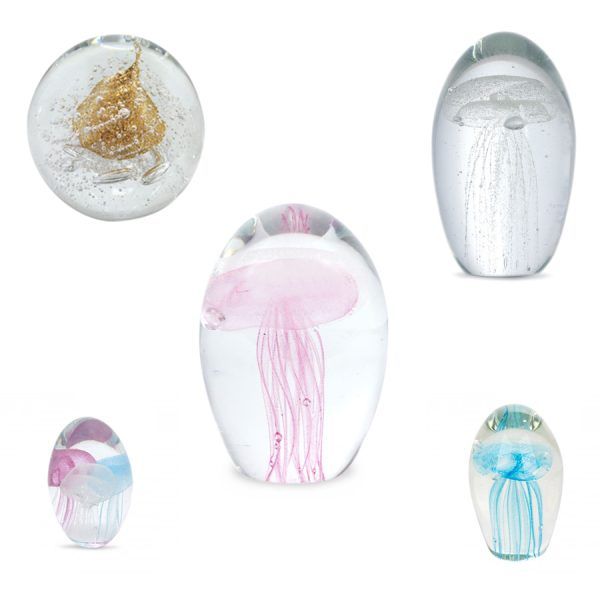 paperweights onthewallj ellyfish glasgewichten glasdecoratie glas kwallen jellyfish decoratie huis tuin schutting terras balkon - kado - belgie frankrijk spanje portugal curacao engeland