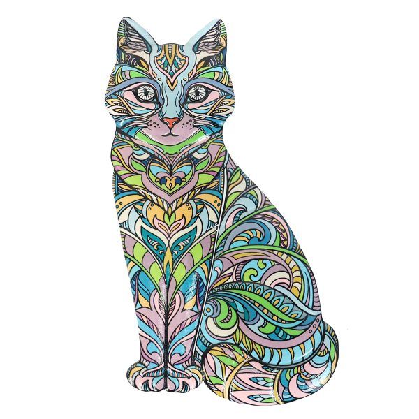 kat metaal paisley l 31cm decoratie huis tuin schutting terras balkon - kado - belgie frankrijk spanje portugal curacao engeland