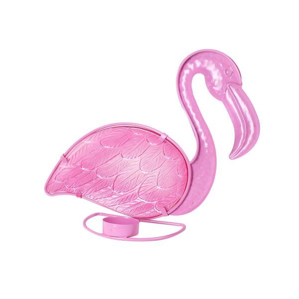 Onthewall flamingo kaars waxine houder glas metaal markt decoratie huis tuin schutting terras balkon - kado - belgie frankrijk spanje portugal curacao engeland