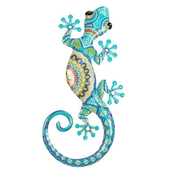 salamander metaal paisley-o turquoise l 13x30cm decoratie huis tuin schutting terras balkon - kado - belgie frankrijk spanje portugal curacao engeland