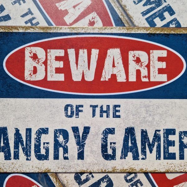 beware of the angry gamer metalen wandbord onthewall huis terras decoratie