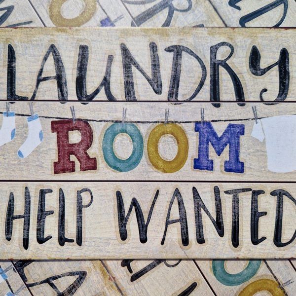 laundry room help wanted metalen wandbord onthewall huis tuin terras decoratie