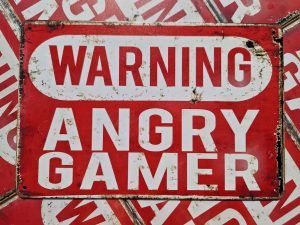 warning angry gamer metalen wandbord onthewall huis tuin terras decoratie