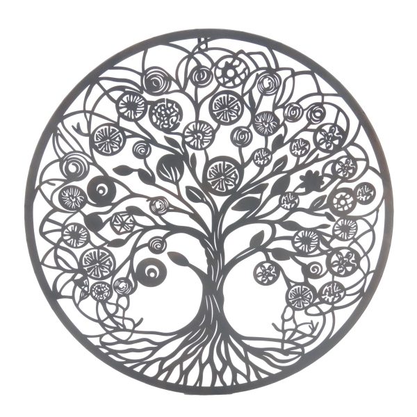 levensboom vrolijke aarde metalen tree of life onthewall wandornament wanddecoratie decoratie huis tuin schutting terras balkon - kado - belgie frankrijk spanje portugal curacao engeland